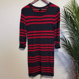 French Connection Black and Red Long Sleeve Dress